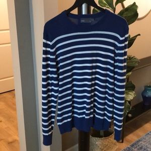 Men’s Vince Blue and White Striped Sweater